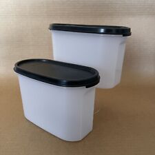 Tupperware Modular Mates Oval #2 Container Set of 2 Black Seal #1612 #1616 picture