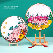 DIY Dried Flower Chinese Fans Pack women's day holiday gift for her set vintage picture