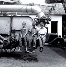 Boys On The Farm Equipment Original Found Photo Vintage Photograph picture