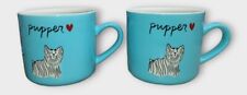 Set Of 2 Opalhouse Stoneware Pupper Yorkie Dog Coffee Mug Turquoise Blue 16oz picture