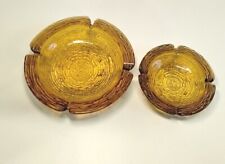 Set of Two Vintage Anchor Hocking Amber Ashtrays MCM 1970 420 picture