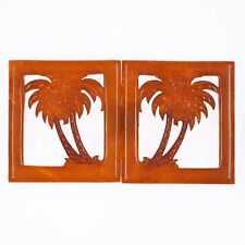 c1940's carved Butterscotch bakelite palm trees belt buckle set picture