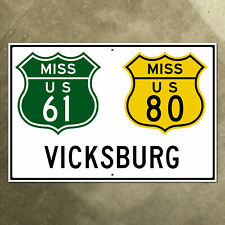 Vicksburg Mississippi highway marker guide road sign US 61 80 blues 1950s 21x14 picture