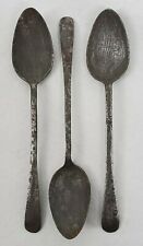 ANTIQUE/VINTAGE Lot of 3 Small Steel Demitasse Spoons Extreme Patina Privative picture