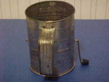  1950's Metal 3 Cup Flour Sifter Bromwell's #39 Black Knob Hand Crank  picture