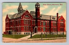 Marinette WI-Wisconsin, High School, Antique Vintage Souvenir Postcard picture