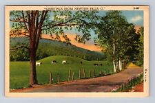 Newton Falls OH-Ohio, General Greetings, Road And Field, Vintage Postcard picture