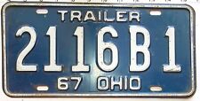 1967 Vintage Ohio Trailer License Plate Unrestored Original picture