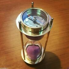 Vintage Maritime Brass Hourglass  Both Side Compass Sand Timer gift  LOT OF 10 picture