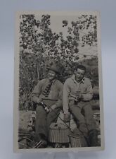 RPPC 2 Smiling Men Drinking Beer w Fishing Poles and Creels picture