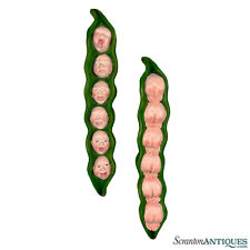 Vintage Oddity Baby Peas in a Pod Chalkware Wall Hanging Sculptures - A Pair picture