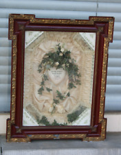 Antique german Bridal 1980 Gift memory Frame religious floral picture