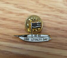 Vintage 92-93 USS Loyalty Day Collectible Boat & American Flag Lapel Pin  picture