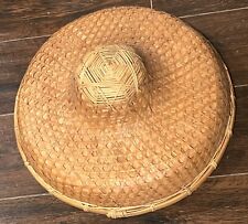 Vintage Asian Rice Field Straw Hat Farmers Wide Brim 14 Inch Diameter picture