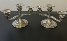 2 Vintage Keystoneware Tarnished Silver Plated Candle Holder 3 Arm picture