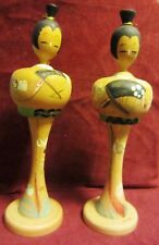 PAIR OF VINTAGE JAPANESE WOODEN  KOKESHI  DOLL  - SIGNED - DETAILED picture