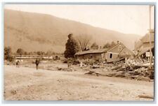 c1910's Flood Disaster Scene Men Woman Clean Up RPPC Photo Unposted Postcard picture
