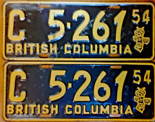 **1954  BRITISH COLUMBIA COMMERCIAL License Plate**  #C5-261 Excellent picture