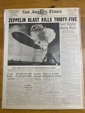 VINTAGE NEWSPAPER HEADLINE ~GERMANY AIR SHIP ZEPPELIN HINDENBURG DISASTER 1937 picture