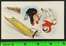 Vintage 1880s Diamond Dyes Boy Girl Fall off Sled Burlington Vermont Trade Card picture