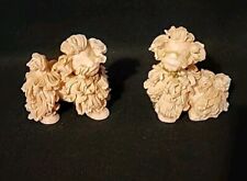 Pair Vintage 1950s Spaghetti Poodle Figurines. Pink  Gold Kitsch picture