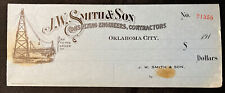 1910 J.W. Smith & Son Consulting Engineers Contractors CHECK Oklahoma City OK picture