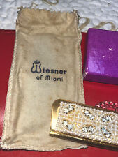 Vintage Wiesner of Miami Trickettes Rhinestones Faux Pearls Comb Purse 1950’s picture