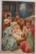 Vintage Postcard Christmas Jesus Manger Scene Embossed AA12 picture