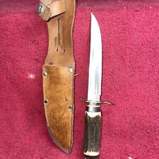 Edge Brand Mark Knife 461 Solingen Germany Stag Handle Leather Sheath Vintage picture