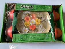 Melmac Laguna Vintage 16 PC Dinnerware Set, MCM In orginal box Daisies Poppies picture