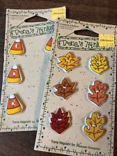 2 Cards Of Buttons Trena's Trinkets  1996/97 Ceramic Fall Leaves & Candy Corn picture
