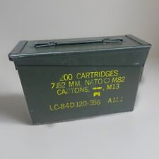Ammo Box Can 200 Cartridges 7.62mm NATO Rounds M13 M62-4 M80 VTG Yellow Words picture