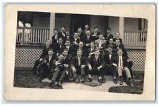 c1920's High School Students Camera Boys Garfield Kansas KS RPPC Photo Postcard picture