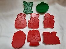 8 pc Vtg Red & Green Plastic Winter Christmas Holiday Cookie Cutters  picture