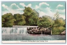 Dunlap Iowa IA Postcard A Favorite Spot Waterfalls View 1910 Posted Antique picture