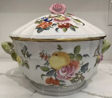 Herend Fruits And Flowers Tureen With Rose Lid Asparagus Handles picture
