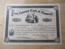 1893 First National Bank of Danvers MA Stock Certificate, Signed by G.A. Tapley picture