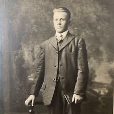 Antique RPPC Real Photograph Postcard Handsome Man Book ID Orton Thorkelson picture