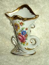 RARE Vintage Amoges Small Vase Hand Painted & Gold Embellished Porcelain 4.5