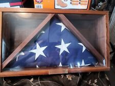 US Military Memorial Flag 5' x 9.5' in Wooden Shadow Box Display Case picture