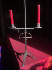 Vintage/antique wrought-iron dual candle-holder (black/rusty patina) picture