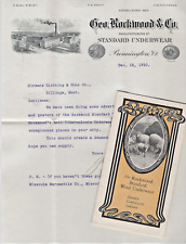Letterhead 1910 Geo. Rockwood & Co. Bennington VT LongJohns Ephemera w Booklet picture