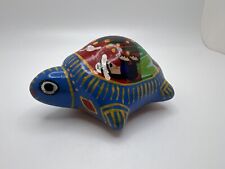 Hand Painted Vintage Mexican Clay Folk Art Pottery Sunshine Turtle Figure picture