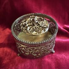 VINTAGE MATSON UNSIGNED JEWELRY BOX  GOLD FILIGREE picture