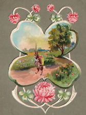1912 Postcard Easter Joys Rabbit Walking Upright Basket Anthropomorphic Floral picture
