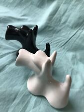 Black & White Scotty Dog Salt & Pepper Shakers with Original Plugs Cersmic picture