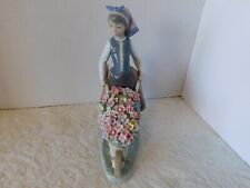 STUNNING LLADRO SPAIN FIGURINE #01419 A BARROW OF BLOSSOMS - GREAT CONDITION picture