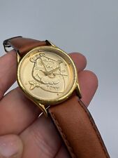 Vintage Watch Tony The Tiger 1993 Kellogg Leather Gold Tone WORKS picture
