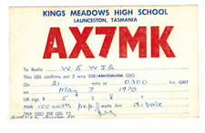Ham Radio Vintage QSL Card     AX7MK    1970    Kings Meadows High School    TAS picture