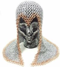 Butted Chainmail Coif Aluminium Chain Mail Coif Armor Hood Golden Finish Ring picture